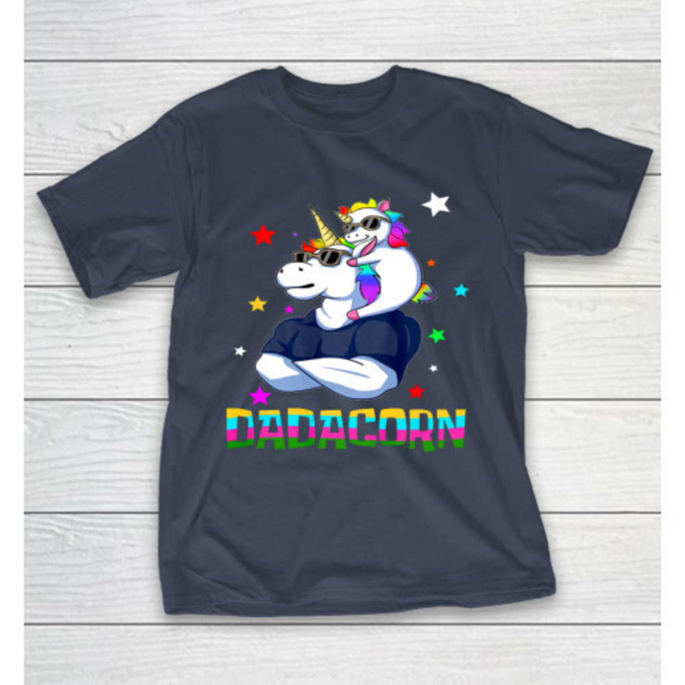 Dadacorn Muscle Shirt Unicorn Dad Baby Christmas Papa Gift Tshirt